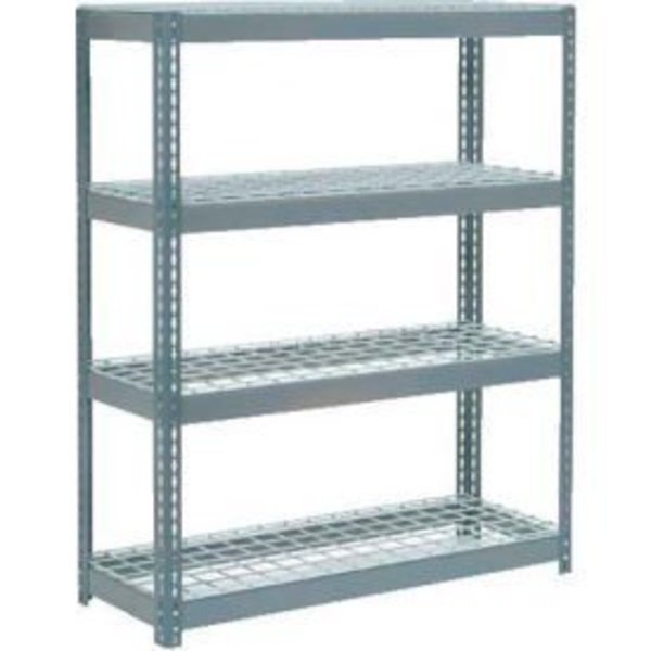 Global Equipment Extra Heavy Duty Shelving 48"W x 24"D x 72"H With 4 Shelves, Wire Deck, Gry 717239